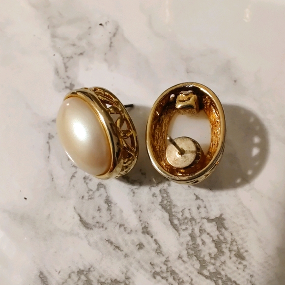 Vintage pearl and gold earrings - Picture 1 of 3